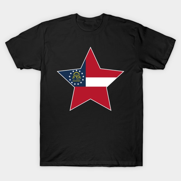 Georgia State Flag Star T-Shirt by Realittle